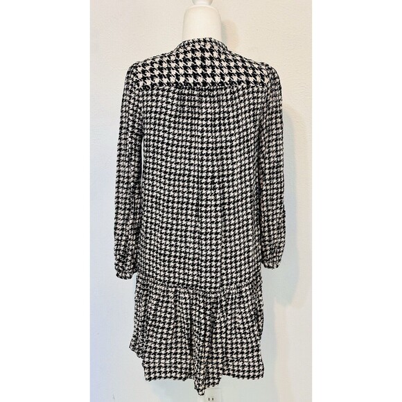 Anthropologie Maeve Size S Sterling Houndstooth Tunic Dress Ballon Sleeve Boho - Picture 11 of 16
